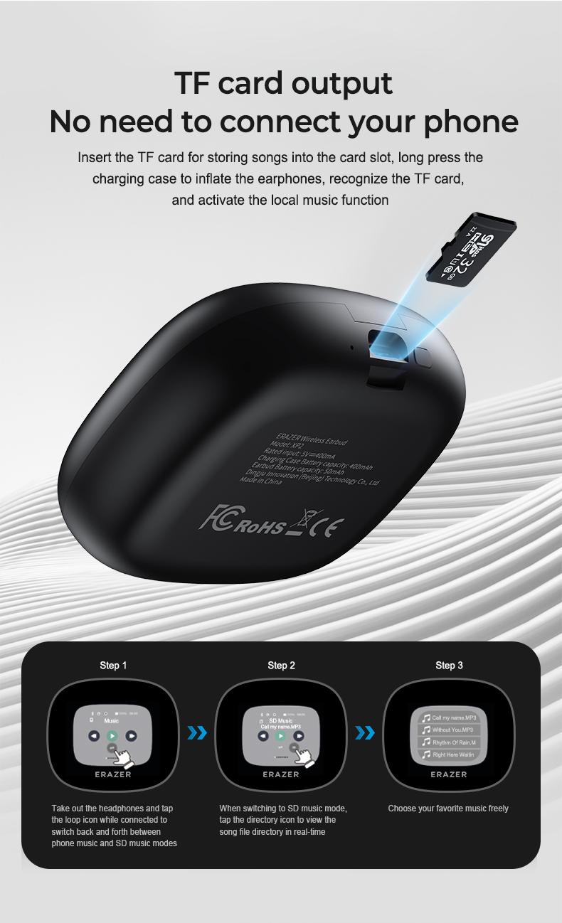ERAZER True Wireless Open Ear Earbuds Bluetooth 5.4, IPX5 Waterproof,35Hours Play time,OWS Headphones Immersive Premium Sound Long Distance Connection Headset with Charging Case,Light-Weight Headphones Built-in Microphone