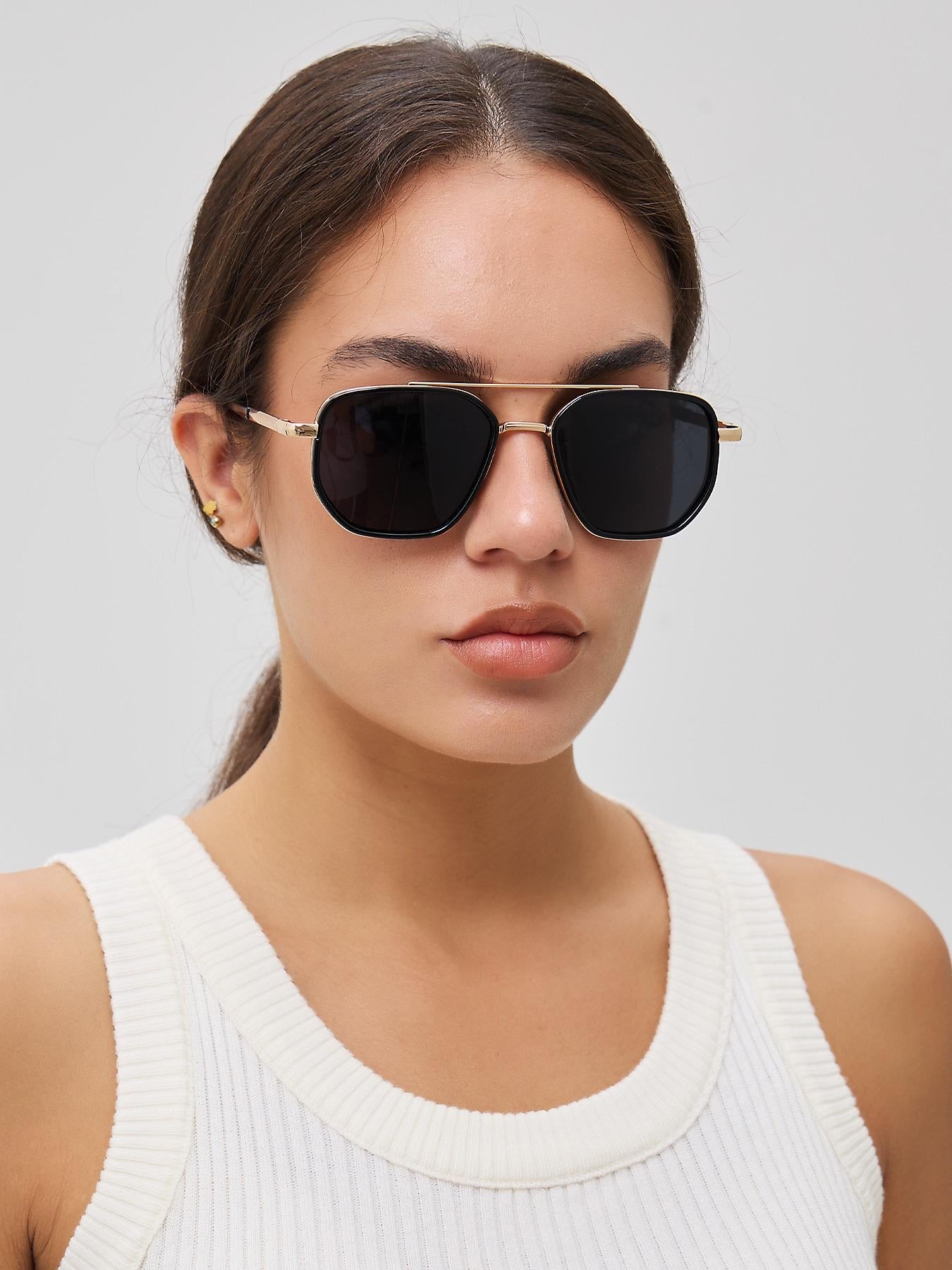 Summer 2026 Simple Polarized Shades Sunglasses For Everyday Use, Summer Geometric Frame Double Beam Fashion Sunglasses, Travel Accessories, Trendy Casual Sunglasses
