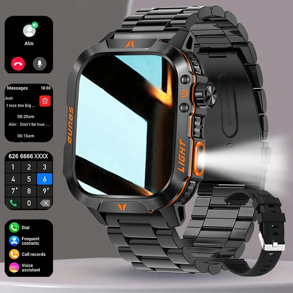 New 2026 manly style Smart Sports Watch With LEDLights Wireless Calling, Message Reminders,Sports Mode, Voice Assistant, Weather Push,Stopwatch, Timer, Stopwatch And OtherFunctions, Smartwatch For Men, CompatibleWith Android And iPhone Phones
