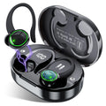 Wireless Bluetooth Earbuds - IPX7 Water Repellent, Sturdy In-Ear Headphones with Type-C Jack, Noise Reduction, 1-Year Warranty, High-Quality Audio, Hanging Ear Design (Black)