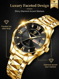 Men's Business Fashion Rhinestone Decor Analog Quartz Watch, Calendrier Waterproof Watch for Party, Daily Decor, Trendy Watch for Birthday Gift with Box, Stainless Steel Wristwatch, Rhinestone Embellished Watch