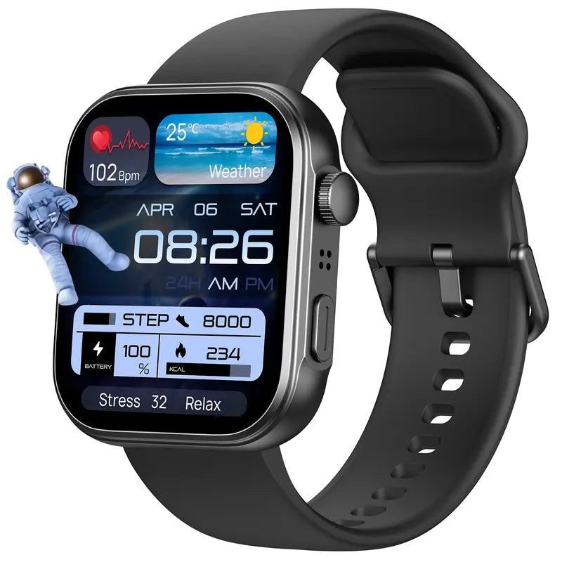 TOZO-S6 Smartwatch 1.85" AMOLED Ultra-Clear Screen Dynamic Watch Faces Bluetooth Call,100+ Sports Modes Fitness Watch Activity Tracker with Heart Rate/Sleep Oxygen Monitor IP68 Waterproof Devices Wearable D MothersDayGift Dustproof Smartphone Wristwatch