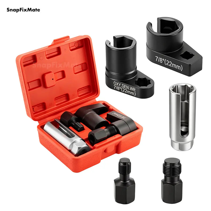 5-Piece Forged O2 Oxygen Sensor Socket and Thread Chaser Set - Automotive Tool for Sensor Removal