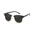 Semi-Rimless Classic Polarized UV400 Sunglasses - Black Gold Frame Gray Lenses for Men and Women Casual Driving