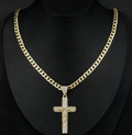 Cross Necklace for Men with Jesus Crucifix Pendant - 24" Cuban Figaro Rope Miami Chain 🎵 Free Shipping & Cash on Delivery 📊