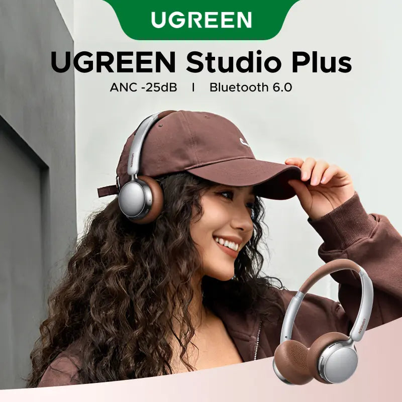 UGREEN Studio Plus Retro Wireless Headphones - 25dB Active Noise Cancellation, Bluetooth 6.0, 80H Battery Life