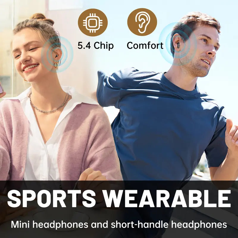2 Pairs Bluetooth 5.4 Cream White Wireless Earbuds – Built-in Noise Reduction, Up to 36H Battery, HD Calls, Waterproof Touch Control In-Ear – Ideal for Sleeping, Office & Sports