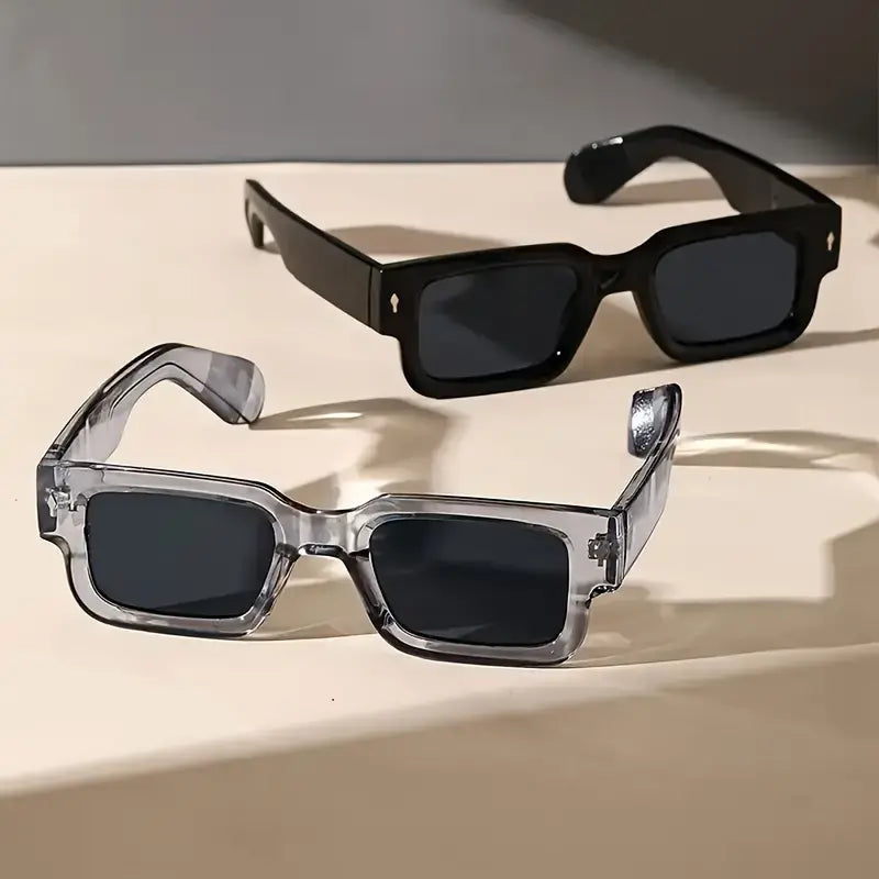 🕶️ Cash on Delivery 🎁 2pcs Retro Square Fashion Sunglasses for Women & Men – Thick Frame, Anti Glare Sun Shades, Perfect for Party, Beach, Travel – Free Shipping