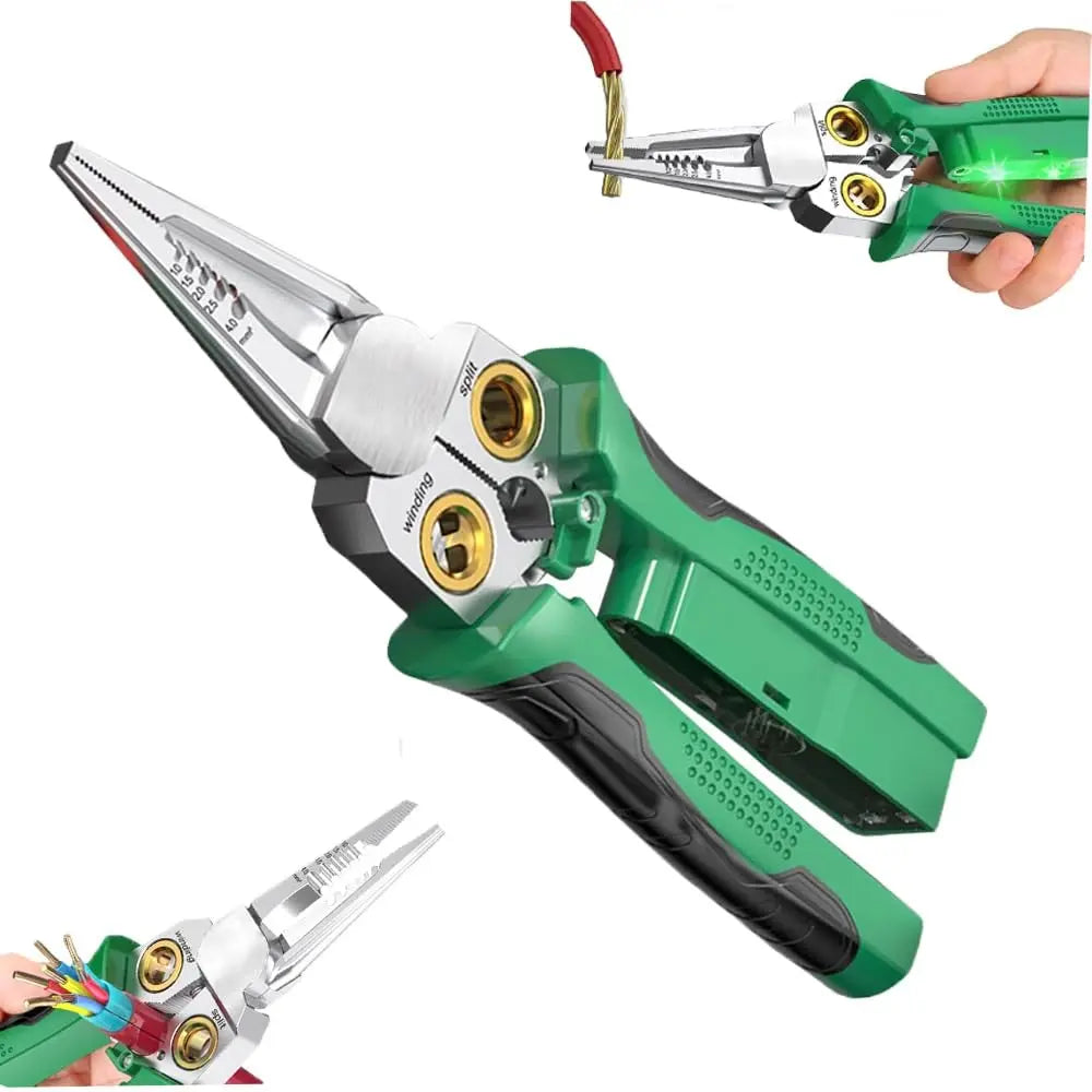 8-in-1 Electrician Tool with Voltage Tester, Multi-Function Wire Stripper, Cutter, Crimper & Puller for Home and Pro Use