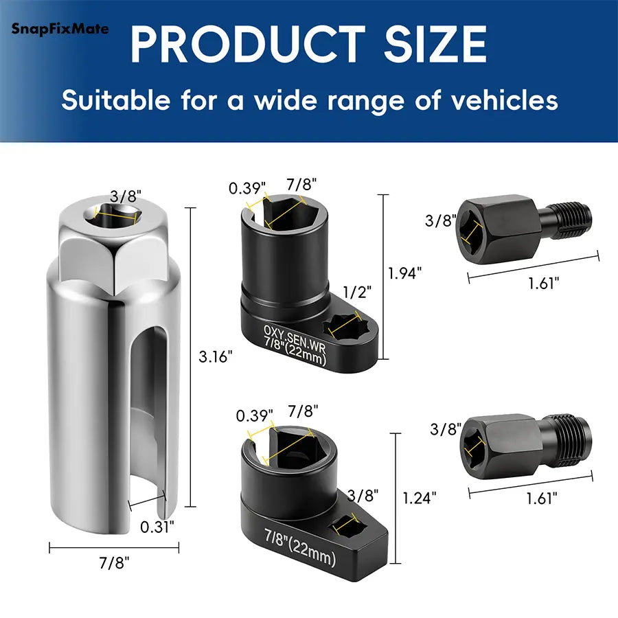 5-Piece Forged O2 Oxygen Sensor Socket and Thread Chaser Set - Automotive Tool for Sensor Removal