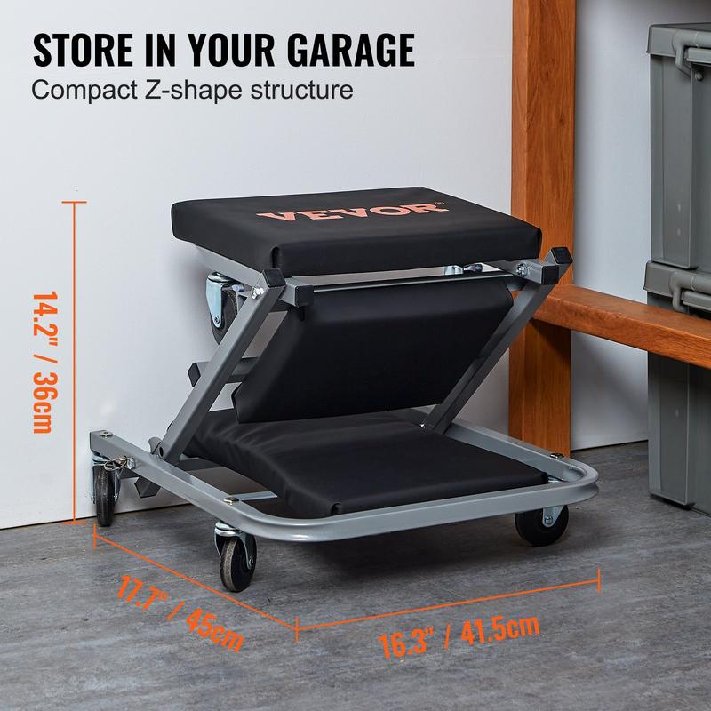 🛠️ Cash on Delivery 💺 2-in-1 Z Creeper Seat Rolling Chair – Auto Mechanics Shop Garage Work Stool with Creeper Mode, 360° Swivel Casters, Heavy-Duty Steel Frame – Free Shipping