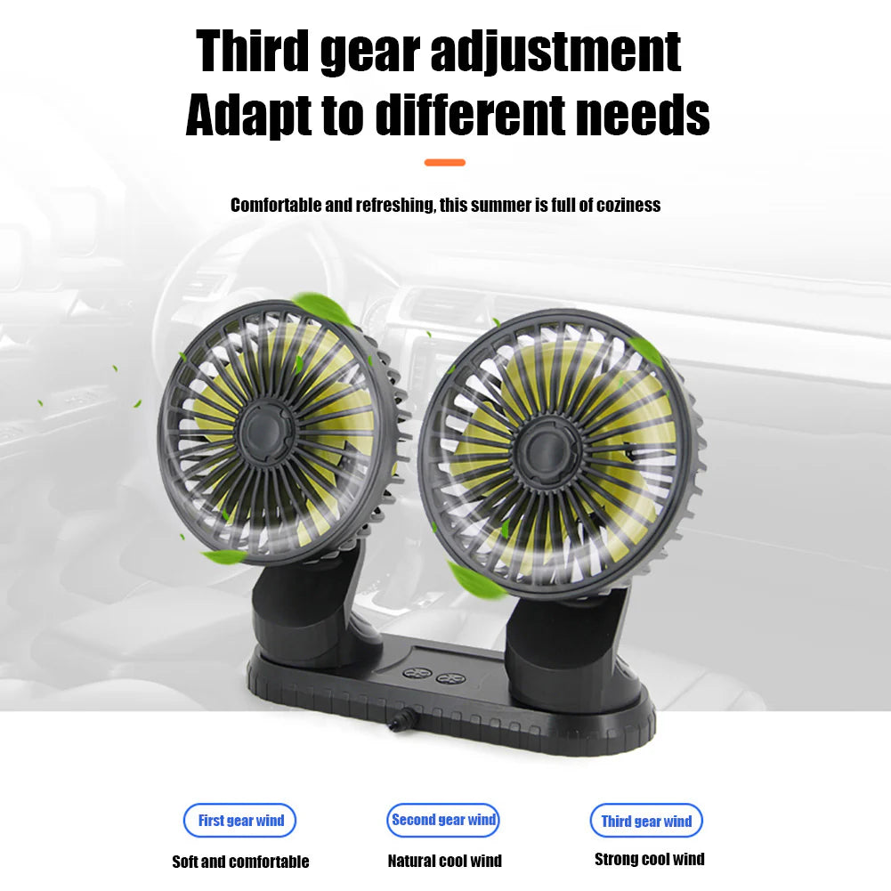 2-speed Dual-head Rotating Car Fan, Adjustable Airflow & Compact Design Car Cooling Fan with Parking Sensor, Perfect for Cars and Trucks, Ideal Summer Gift