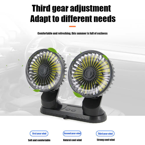 2-speed Dual-head Rotating Car Fan, Adjustable Airflow & Compact Design Car Cooling Fan with Parking Sensor, Perfect for Cars and Trucks, Ideal Summer Gift