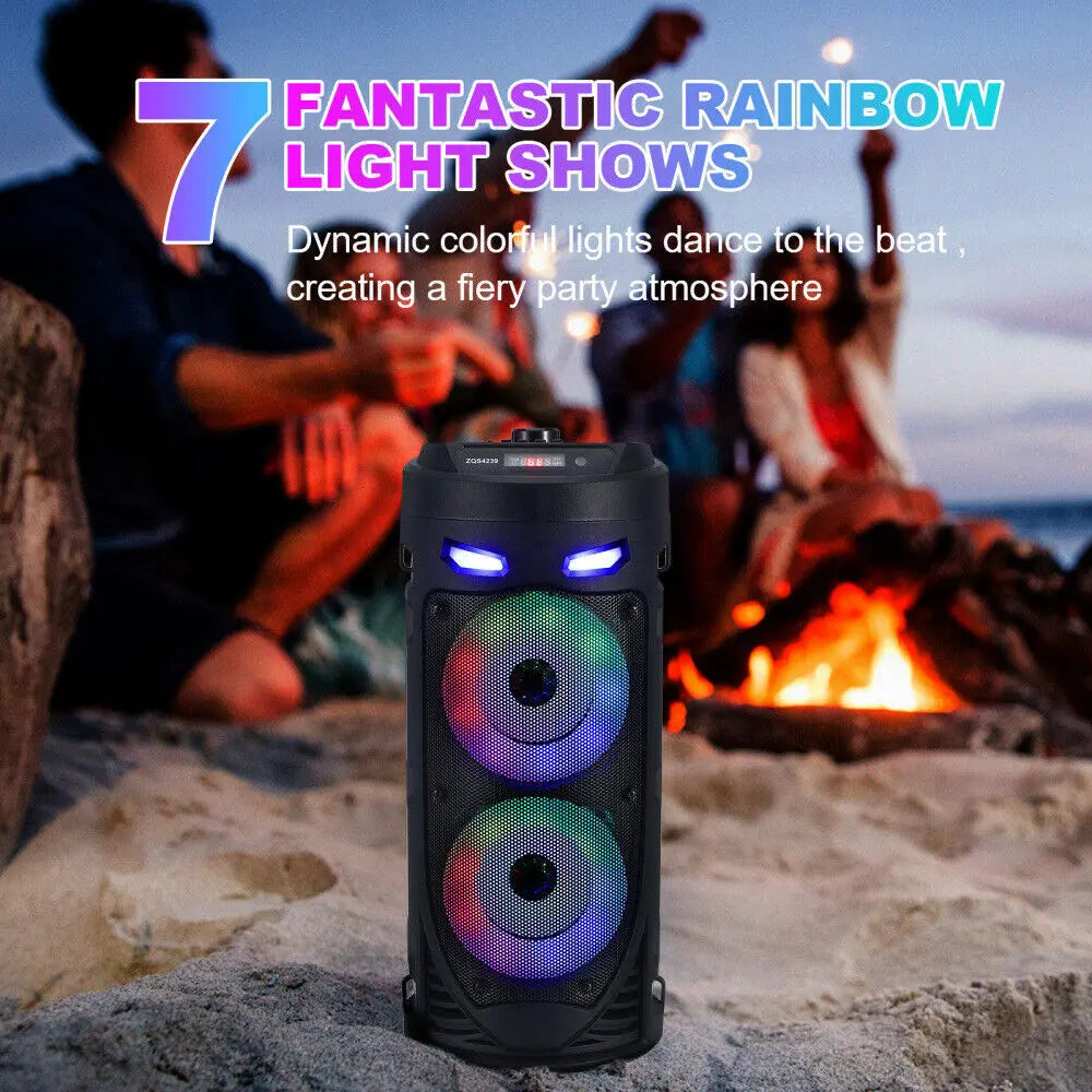 Portable Bluetooth 5.0 Party Speaker with Subwoofer Heavy Bass Sound System