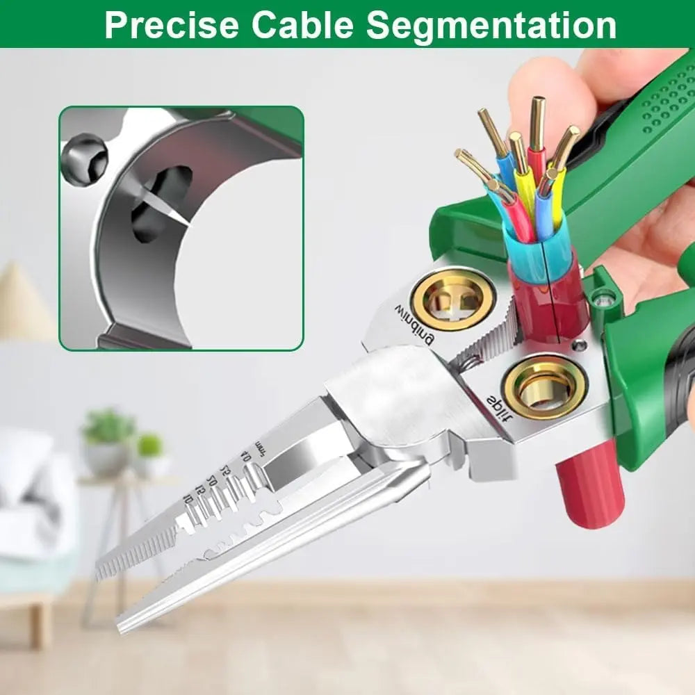 8-in-1 Electrician Tool with Voltage Tester, Multi-Function Wire Stripper, Cutter, Crimper & Puller for Home and Pro Use