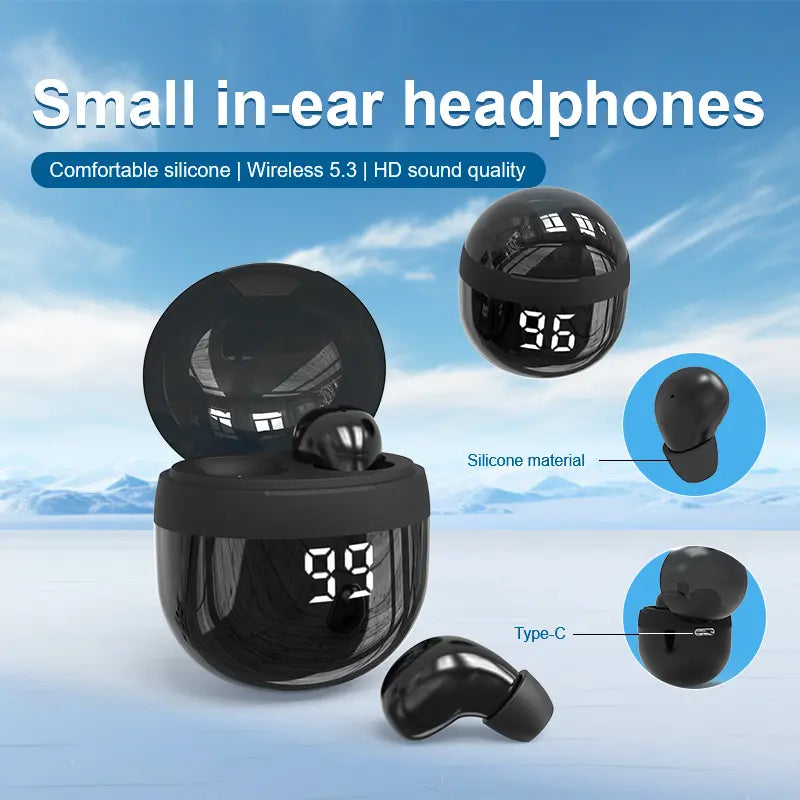 🎧 Cash on Delivery 📟 SK18 Bluetooth Earphones – IPX6 Waterproof, Bluetooth 5.3, Digital Display, 8H Playtime, In-Ear Stereo Sound – Black – Free Shipping