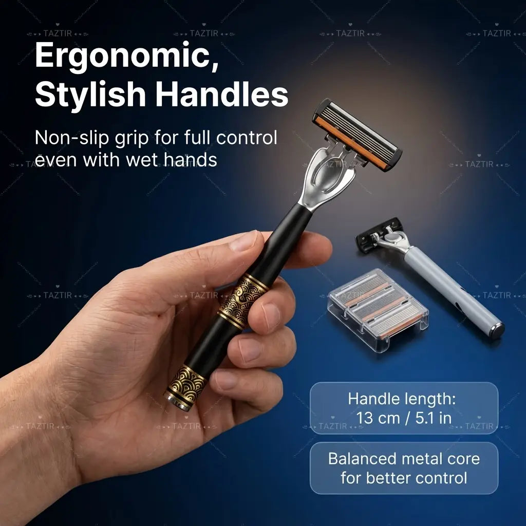 2 Handles + 72 Refills Luxury Shaving Kit | Featuring a Six-Layer Blade System, Ergonomically Designed Handles, Precision Crafted, Ideal for Beard and Mustache Grooming, Perfect Gift for Christmas, Valentine’s Day, and Other Celebrations,father'sdaygifts