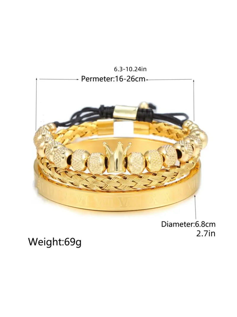 Men's Elegant Braided Bracelet, Fashionable Crown & Roman Numerals Decor Bracelet for Party, Daily Decor, Trendy All-match & Exquisite Jewelry for Birthday Gift, Jewellery, Styling