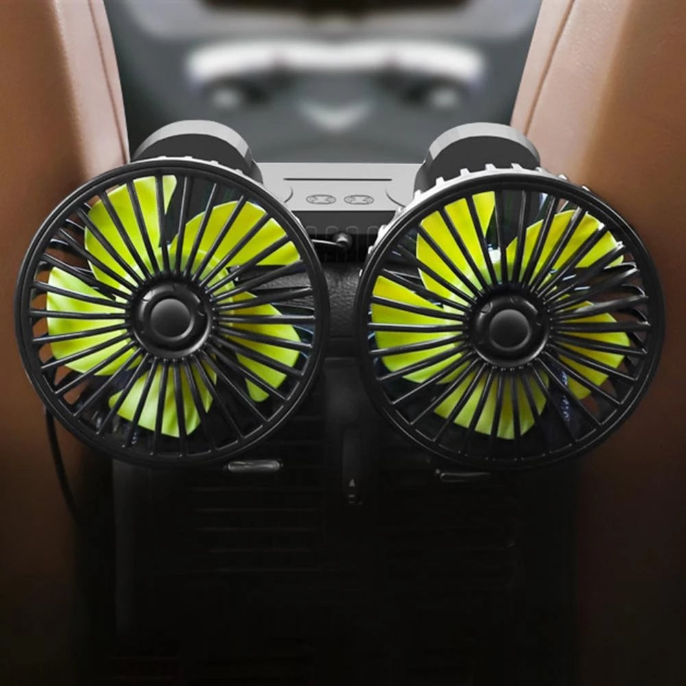 2-speed Dual-head Rotating Car Fan, Adjustable Airflow & Compact Design Car Cooling Fan with Parking Sensor, Perfect for Cars and Trucks, Ideal Summer Gift
