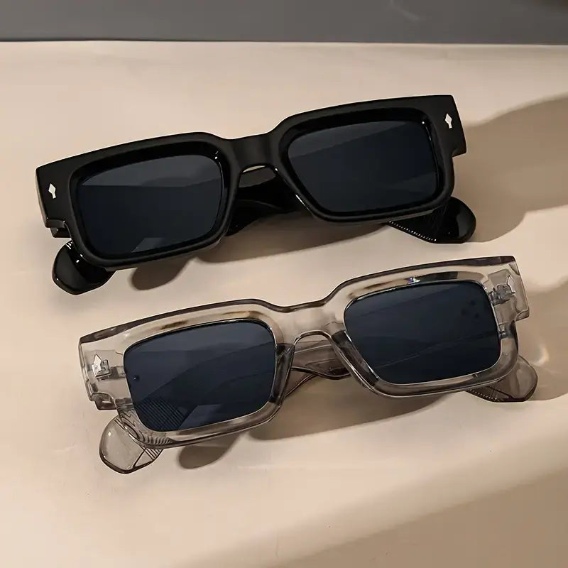 🕶️ Cash on Delivery 🎁 2pcs Retro Square Fashion Sunglasses for Women & Men – Thick Frame, Anti Glare Sun Shades, Perfect for Party, Beach, Travel – Free Shipping