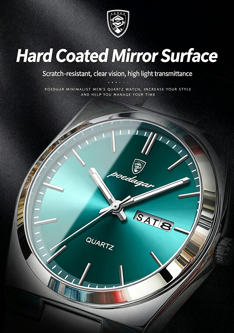 POEDAGAR Men's Casual Business Round Dial Analog Quartz Watch – Fashionable Timepiece for Party & Daily Wear, Trendy All‑Match Design, Exquisite Gift with Box – Perfect Watch for Men