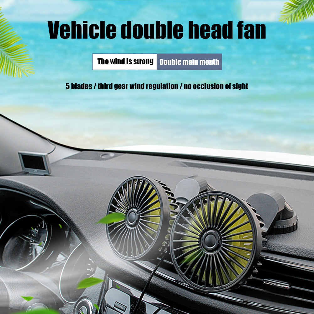 2-speed Dual-head Rotating Car Fan, Adjustable Airflow & Compact Design Car Cooling Fan with Parking Sensor, Perfect for Cars and Trucks, Ideal Summer Gift
