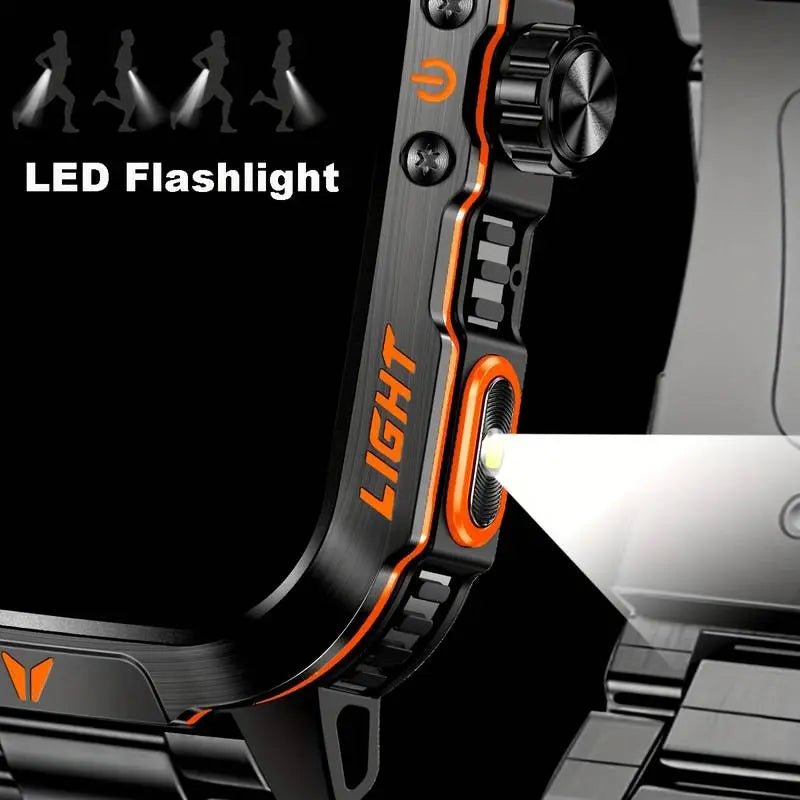 New 2026 manly style Smart Sports Watch With LEDLights Wireless Calling, Message Reminders,Sports Mode, Voice Assistant, Weather Push,Stopwatch, Timer, Stopwatch And OtherFunctions, Smartwatch For Men, CompatibleWith Android And iPhone Phones
