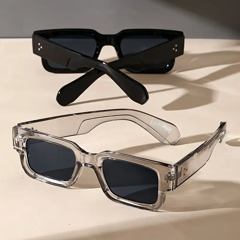 🕶️ Cash on Delivery 🎁 2pcs Retro Square Fashion Sunglasses for Women & Men – Thick Frame, Anti Glare Sun Shades, Perfect for Party, Beach, Travel – Free Shipping