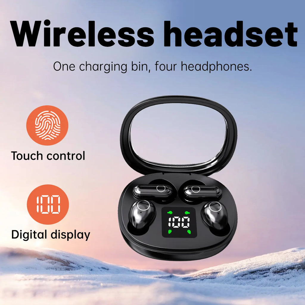 2 Pairs Bluetooth 5.4 Black Wireless Earbuds – Built-in Noise Reduction, Up to 36H Battery, HD Calls, Waterproof Touch Control In-Ear – Ideal for Sleeping, Office & Sports