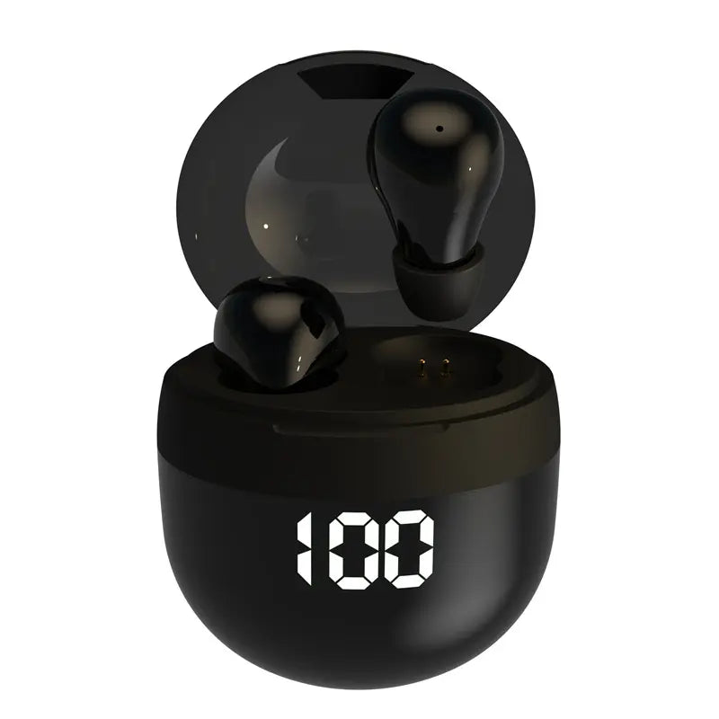 🎧 Cash on Delivery 📟 SK18 Bluetooth Earphones – IPX6 Waterproof, Bluetooth 5.3, Digital Display, 8H Playtime, In-Ear Stereo Sound – Black – Free Shipping