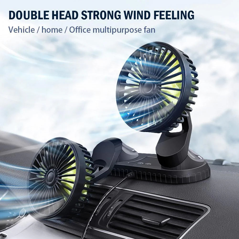 2-speed Dual-head Rotating Car Fan, Adjustable Airflow & Compact Design Car Cooling Fan with Parking Sensor, Perfect for Cars and Trucks, Ideal Summer Gift