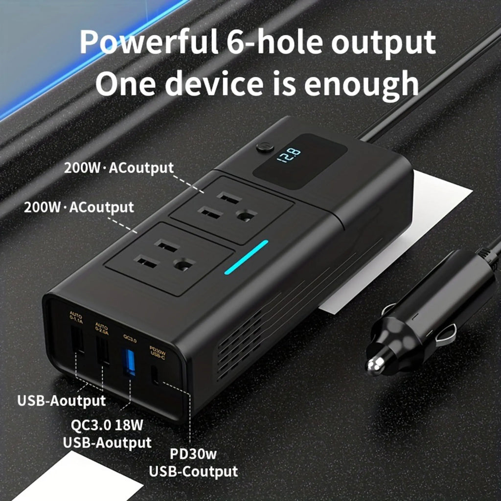 Car Power Inverter, 200W DC 12V to AC 110V Inverter, Car Charger Adapter, Fast Car Charger, Universal Vehicle Electrical Appliances, Car Gadgets, Electronic Accessories, Car Electronics, Car Essentials, Men Gifts