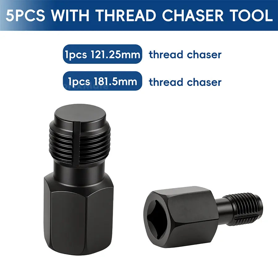 5-Piece Forged O2 Oxygen Sensor Socket and Thread Chaser Set - Automotive Tool for Sensor Removal