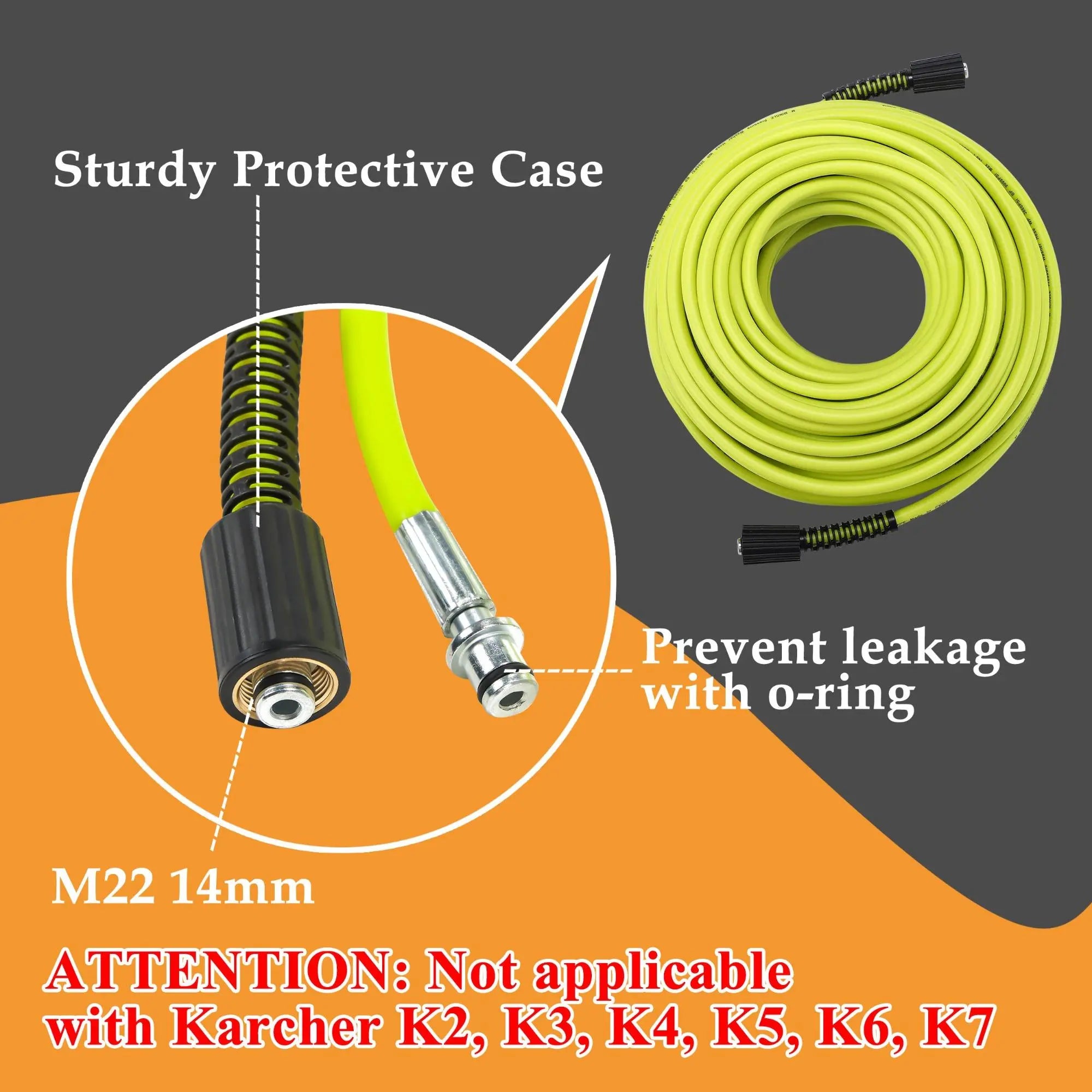 💦 Cash on Delivery 🚗 7500PSI Heavy Duty Anti‑Kink High Pressure Washer Hose 15M with M22‑14 Connector – Explosion‑Proof Car Washing Water Pipe with 5 Copper Fittings – Free Shipping