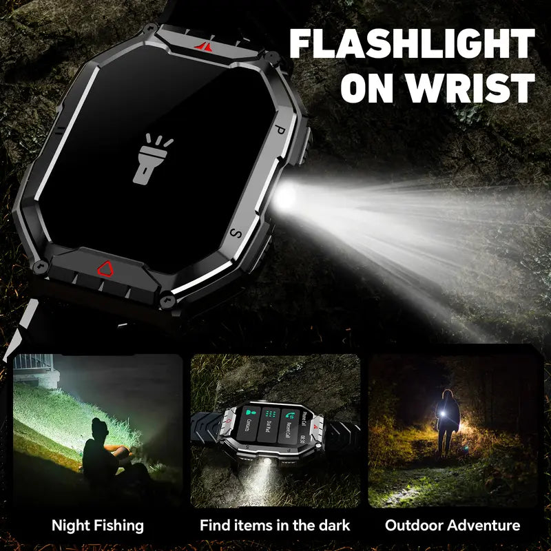 Smart Watch KR82 for Men,2.1" Ultra Large HD AMOLED Display, Make/Answer Call Military Smart Watches for Men Digital Mens Watches Running Waterproof Voice Assistant,Smartwatch Compatible for Android and iOS Wearable Smartphone