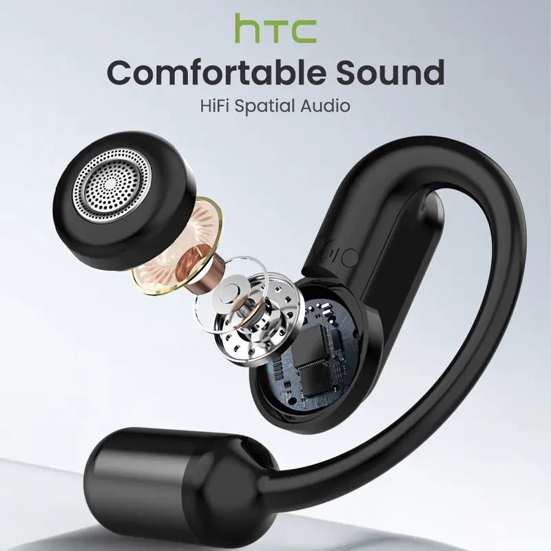 HTC NE50 open-ear headphones, removable battery, four batteries for long-lasting battery life, high-quality wireless earphones, Bluetooth 6.0 waterproof earphones