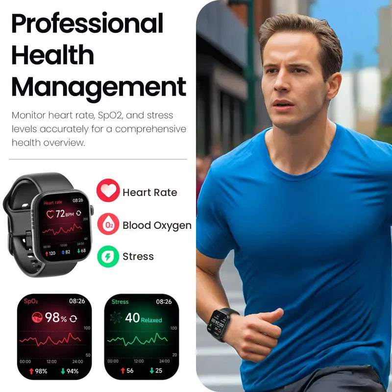 TOZO-S6 Smartwatch 1.85" AMOLED Ultra-Clear Screen Dynamic Watch Faces Bluetooth Call,100+ Sports Modes Fitness Watch Activity Tracker with Heart Rate/Sleep Oxygen Monitor IP68 Waterproof Devices Wearable D MothersDayGift Dustproof Smartphone Wristwatch