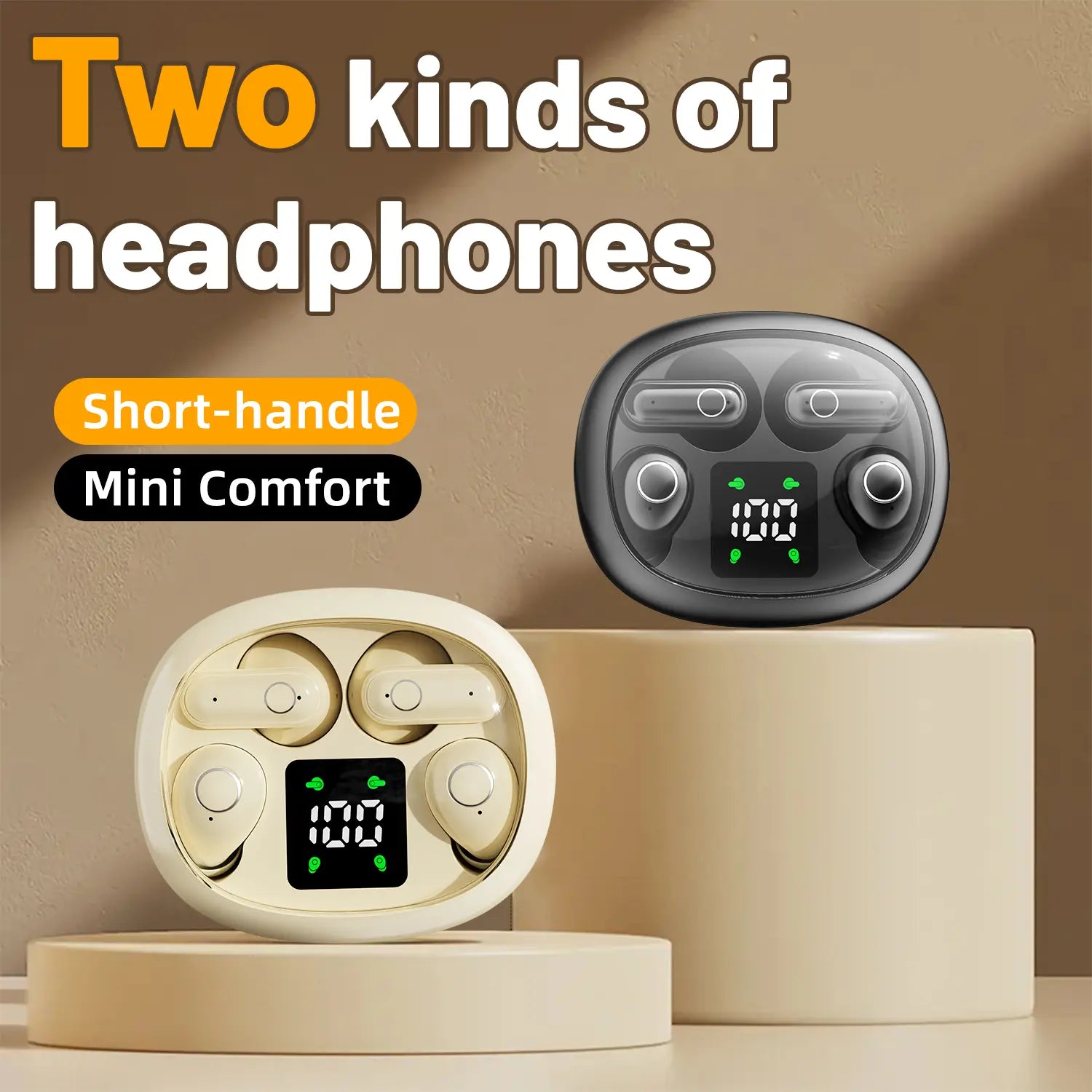 2 Pairs Bluetooth 5.4 Black Wireless Earbuds – Built-in Noise Reduction, Up to 36H Battery, HD Calls, Waterproof Touch Control In-Ear – Ideal for Sleeping, Office & Sports