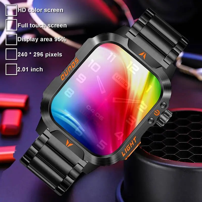 New 2026 manly style Smart Sports Watch With LEDLights Wireless Calling, Message Reminders,Sports Mode, Voice Assistant, Weather Push,Stopwatch, Timer, Stopwatch And OtherFunctions, Smartwatch For Men, CompatibleWith Android And iPhone Phones