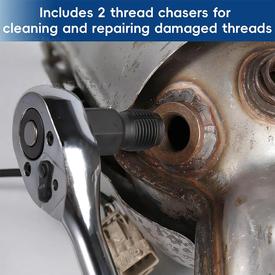 5-Piece Forged O2 Oxygen Sensor Socket and Thread Chaser Set - Automotive Tool for Sensor Removal