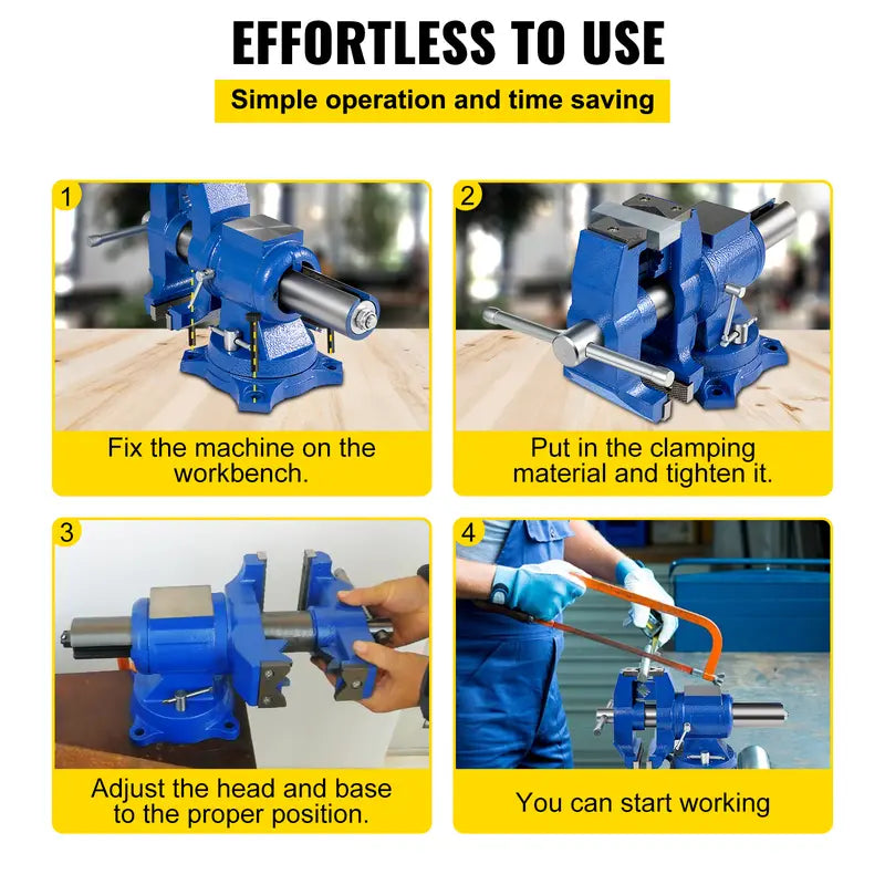 VEVOR 5" Heavy Duty Bench Vise Double Swivel Rotating Vise Head/Body Rotates 360°,Pipe Vise Bench Vices 30Kn Clamping Force,for Clamping Fixing Equipment Home or Industrial Use