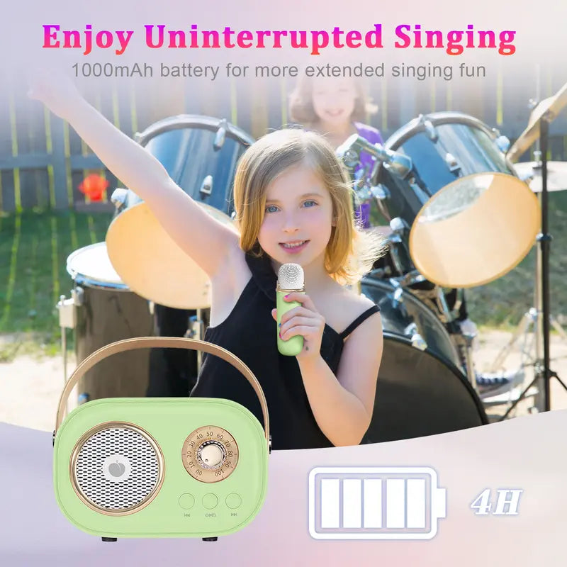 Mini Karaoke Machine – Portable Bluetooth Speaker with Wireless Microphone, 6 Sound Modes – Home Karaoke System for Adults & Kids, Party, Family & Friends Gatherings – Great Gift for Girls, Boys & Music Lovers