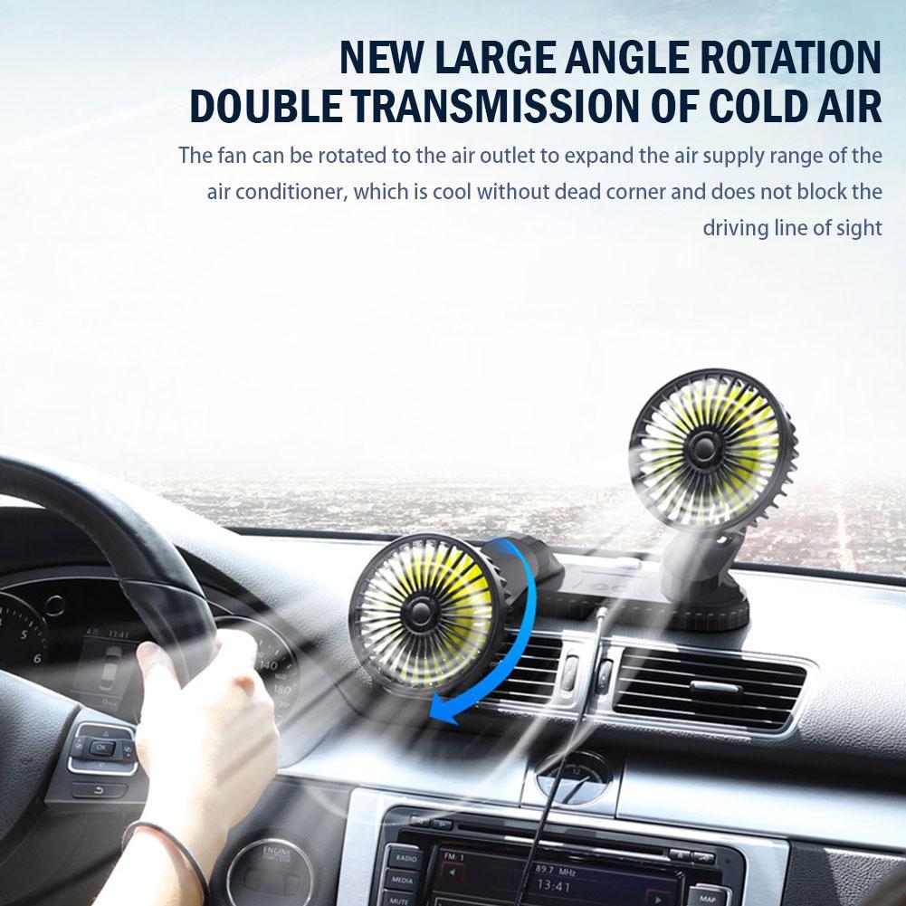 2-speed Dual-head Rotating Car Fan, Adjustable Airflow & Compact Design Car Cooling Fan with Parking Sensor, Perfect for Cars and Trucks, Ideal Summer Gift