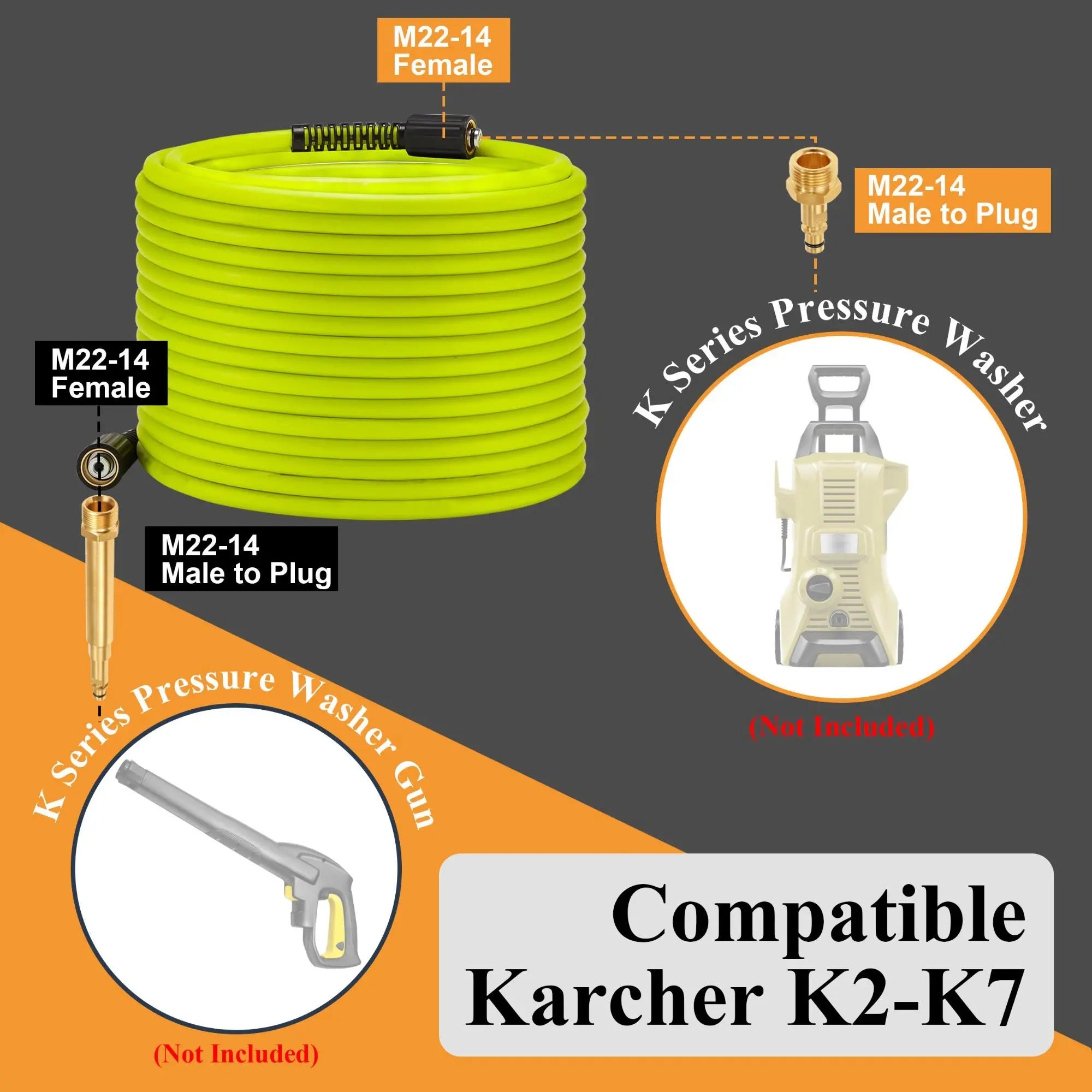💦 Cash on Delivery 🚗 7500PSI Heavy Duty Anti‑Kink High Pressure Washer Hose 15M with M22‑14 Connector – Explosion‑Proof Car Washing Water Pipe with 5 Copper Fittings – Free Shipping