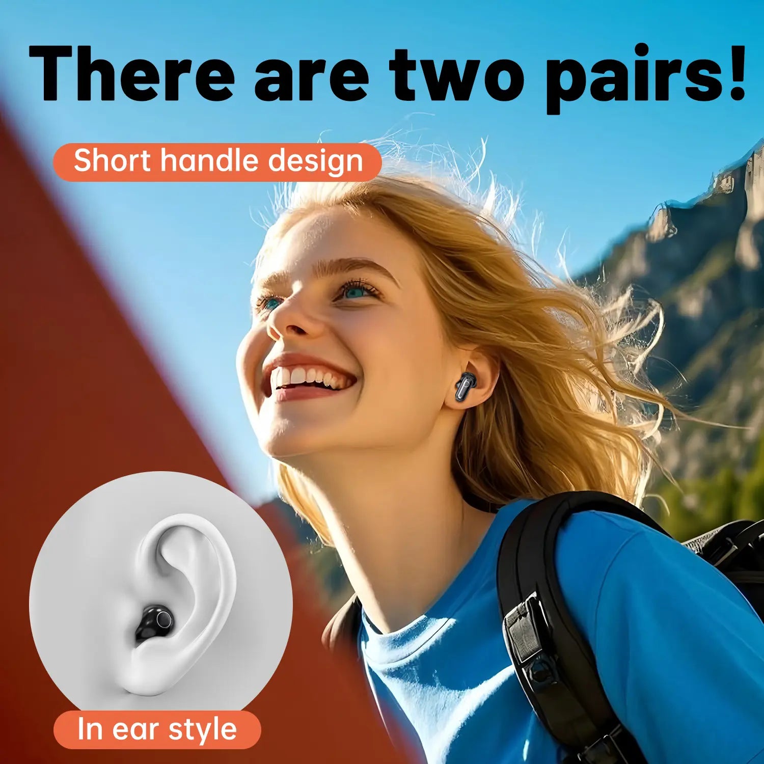 2 Pairs Bluetooth 5.4 Black Wireless Earbuds – Built-in Noise Reduction, Up to 36H Battery, HD Calls, Waterproof Touch Control In-Ear – Ideal for Sleeping, Office & Sports
