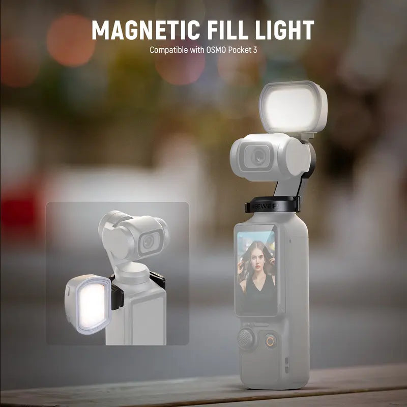 NEEWER M21 Magnetic Auxiliary Light Compatible with DJI OSMO Pocket 3 Gimbal Camera Creator Combo, Rechargeable Mini LED Fill Light Attachment for Selfie Vlog Video Recording, USB C Charging