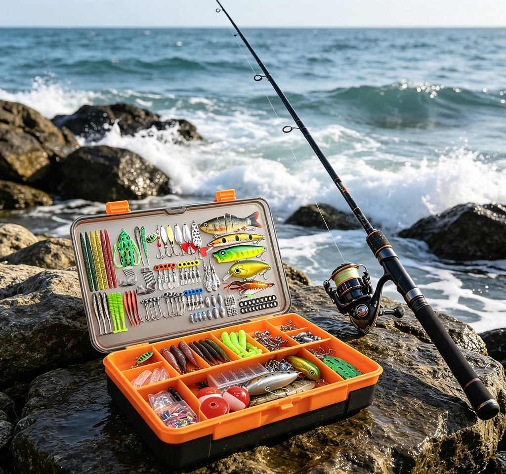 Fishing Lure Kit – 375-Piece Tackle Set with Spoon Lures, Soft Plastic Worms, Crankbaits, Jigs & Hooks – Complete Fishing Supplies for Freshwater & Saltwater