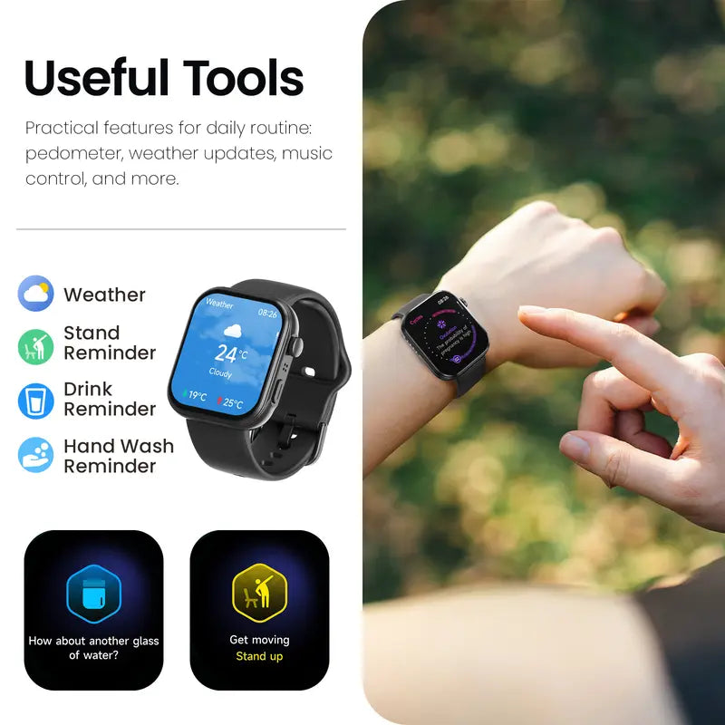 TOZO-S6 Smartwatch 1.85" AMOLED Ultra-Clear Screen Dynamic Watch Faces Bluetooth Call,100+ Sports Modes Fitness Watch Activity Tracker with Heart Rate/Sleep Oxygen Monitor IP68 Waterproof Devices Wearable D MothersDayGift Dustproof Smartphone Wristwatch