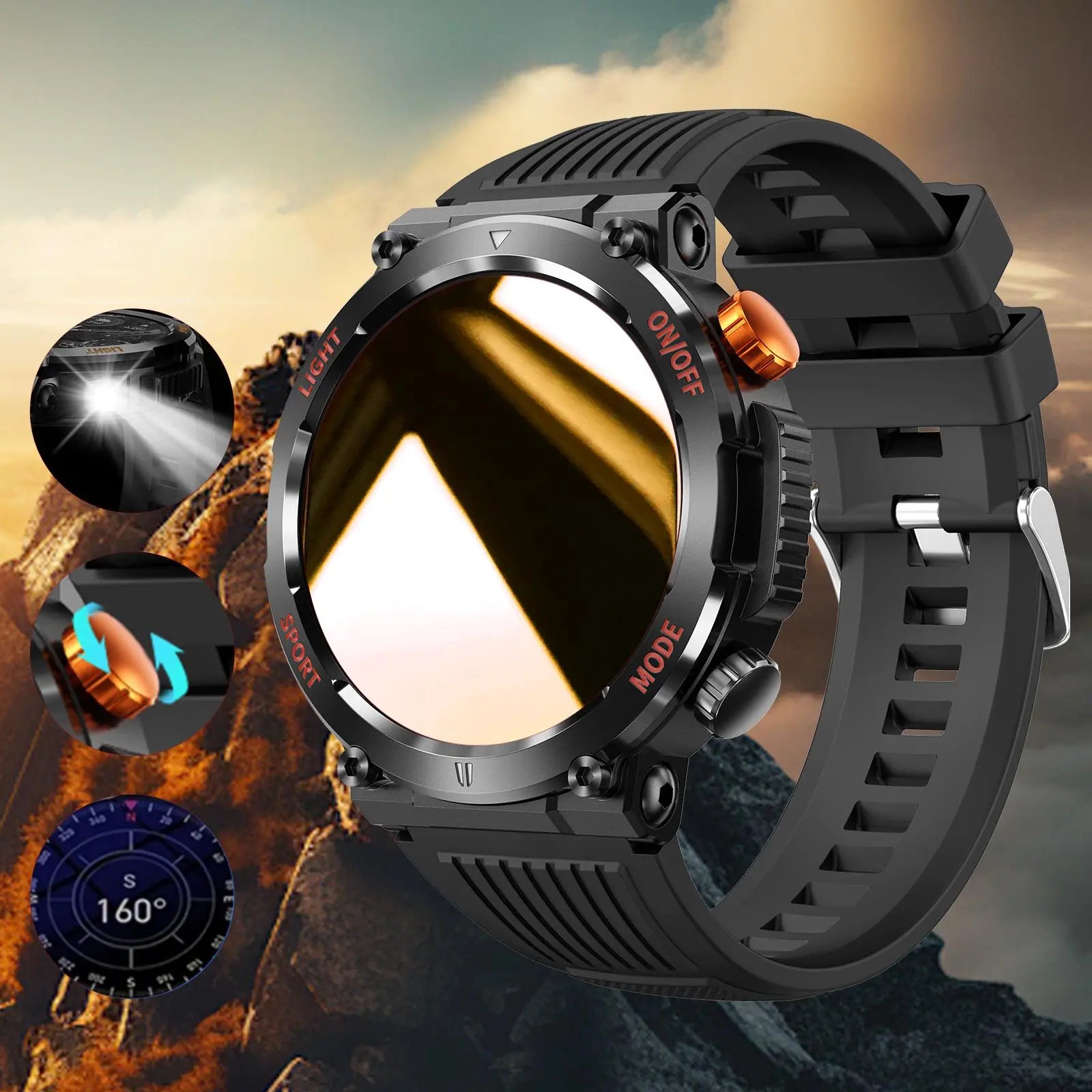 1.46 Inch HD Screen Smartwatch - Multi-functional Outdoor Sports Fitness Tracker with Wireless Calling, Multi-sport Mode, Pedometer, LED Light & Waterproof Health Watch for Android iOS Men Women 🎵 Free Shipping & Cash on Delivery 📊