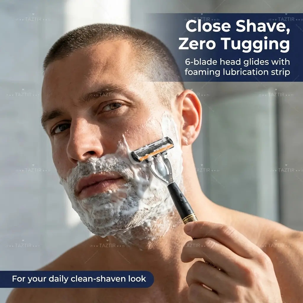 2 Handles + 72 Refills Luxury Shaving Kit | Featuring a Six-Layer Blade System, Ergonomically Designed Handles, Precision Crafted, Ideal for Beard and Mustache Grooming, Perfect Gift for Christmas, Valentine’s Day, and Other Celebrations,father'sdaygifts